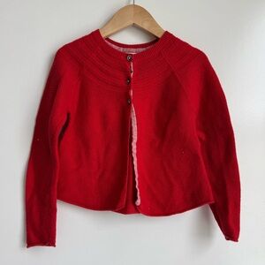 Mini BODEN Red Knit Sweater Cardigan Button Little Girl 5-6 cotton cashmere
